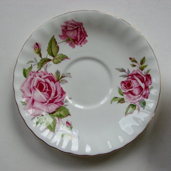 Vintage Aynsley Pink Cabbage Roses Teacup Saucer English Bone China Gold Gilt - Picture 6 of 8